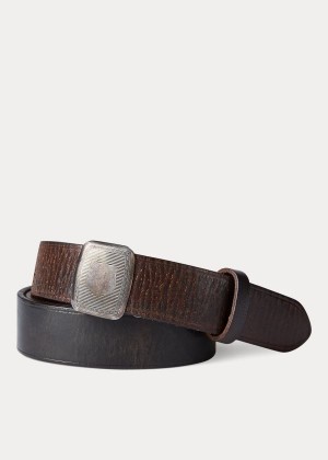 Paski Ralph Lauren Vincennes Leather Belt Męskie Czarne | ZTJA3709