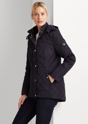 Płaszcze Ralph Lauren Quilted Hooded Jacket Damskie Granatowe | RICZ3874