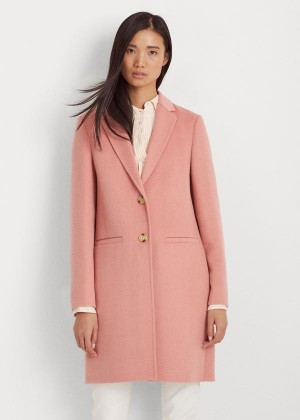 Płaszcze Ralph Lauren Two-Button Wool-Blend Coat Damskie Różowe | CNBE1540