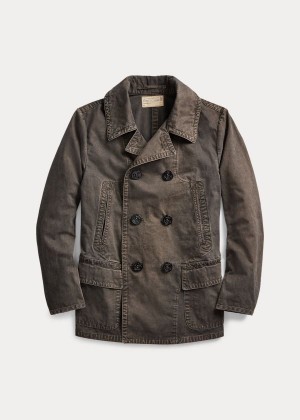 Płaszcze Ralph Lauren Washed Canvas Peacoat Męskie Czarne | DHFN9244