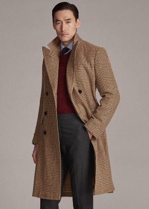 Płaszcze Ralph Lauren Wool-Blend-Tweed Topcoat Męskie Brązowe Pomarańczowe Zielone | AAOR5826