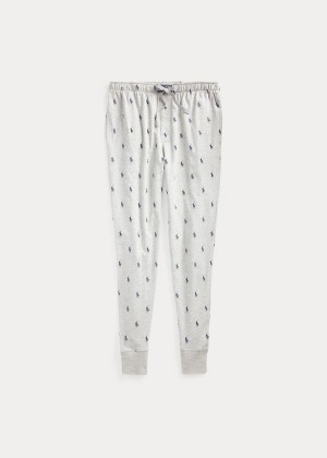 Piżama Ralph Lauren Allover Pony Cotton Jogger Męskie Szare Granatowe | PBUX4507