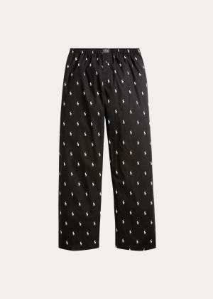 Piżama Ralph Lauren Allover Pony Sleep Pant Męskie Czarne Białe | HCYL9626