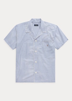 Piżama Ralph Lauren Cotton Seersucker Pajama Shirt Męskie Niebieskie | VYRA5235