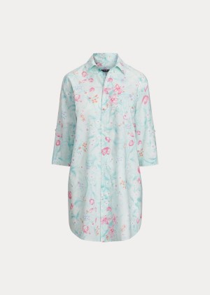 Piżama Ralph Lauren Floral Cotton Sleep Shirt Damskie Mięta | FXKS2050