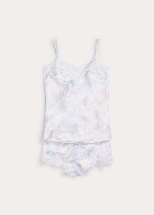 Piżama Ralph Lauren Floral Satin Pajama Short Set Damskie Białe Kolorowe | RGQE5202