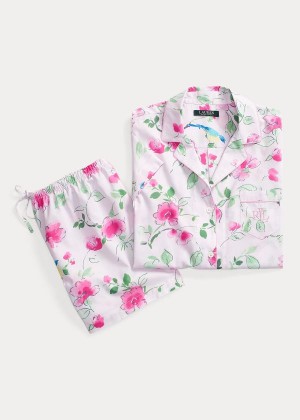 Piżama Ralph Lauren Floral Sleep Set Damskie Białe Różowe Kolorowe | NARV7869