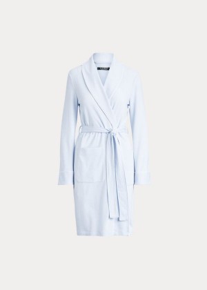 Piżama Ralph Lauren Herringbone Cotton-Blend Robe Damskie Niebieskie | QINQ1893