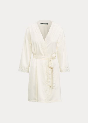 Piżama Ralph Lauren Lace-Trimmed Robe Damskie Kremowe | BZAW1822