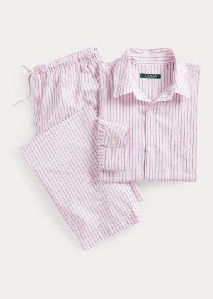 Piżama Ralph Lauren Print Sleep Set Damskie Różowe Granatowe | NRBE7947