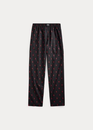 Piżama Ralph Lauren Signature Pony Pajama Pant Męskie Czarne Czerwone | GROU8540