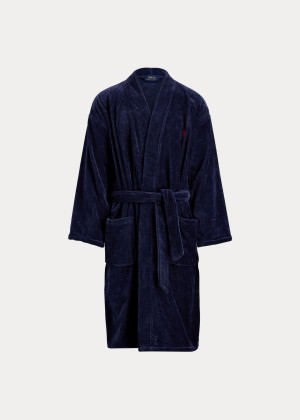 Piżama Ralph Lauren Terry Kimono Robe Męskie Granatowe | WZCT6044