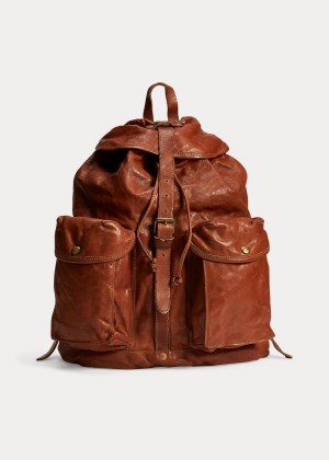 Plecaki Ralph Lauren Leather Rucksack Damskie Brązowe | NBZY1424