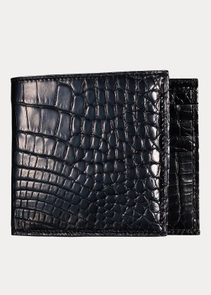 Portfele Ralph Lauren Alligator Hipster Wallet Męskie Czarne | CPVT5493