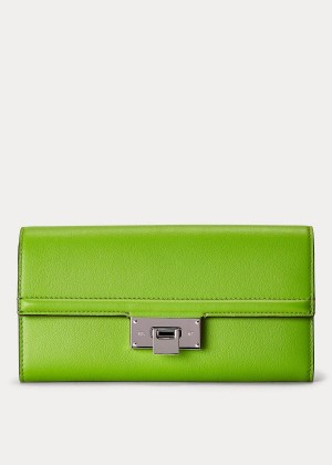 Portfele Ralph Lauren Calfskin Hinge-Lock Wallet Damskie Zielone | FKUM2451