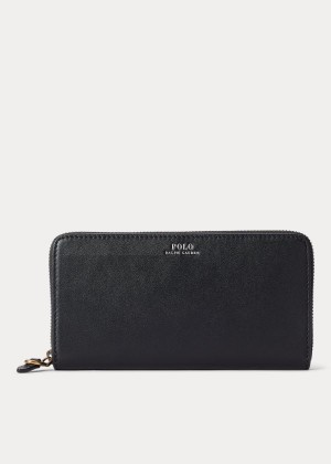 Portfele Ralph Lauren Leather Zip-Around Wallet Damskie Czarne | ETDN5536