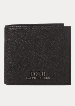 Portfele Ralph Lauren Pebbled Leather Billfold Męskie Czarne | IBDF2876