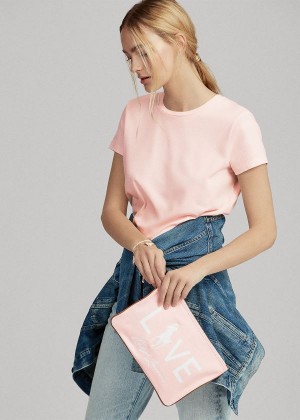 Portfele Ralph Lauren Pink Pony Love Canvas Pouch Damskie Głęboka Różowe | NKXP6653