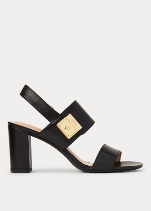 Sandały Ralph Lauren Braidan Leather Sandal Damskie Czarne | QUXP4339