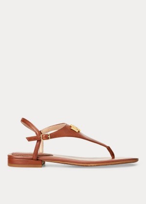 Sandały Ralph Lauren Ellington Leather Sandal Damskie Jasny Brązowe | TDGS4846