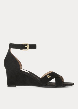 Sandały Ralph Lauren Erinn Suede Sandal Damskie Czarne | CBCX8011