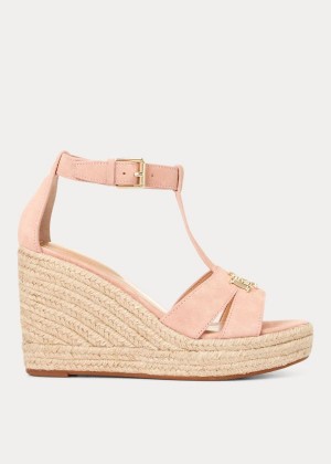 Sandały Ralph Lauren Hale Suede Sandal Damskie Różowe Beżowe | UUIY3780