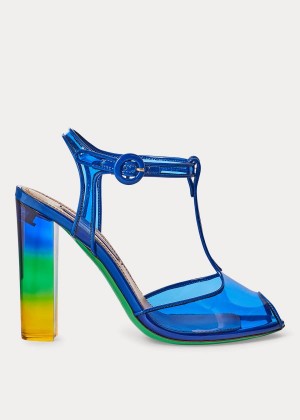 Sandały Ralph Lauren Katy Dip-Dye T-Strap Sandal Damskie Królewski Niebieski Niebieskie | CGSZ3187