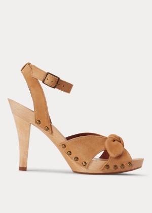 Sandały Ralph Lauren Suede Clog Sandal Damskie Brązowe | TXYO9658