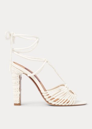 Sandały Ralph Lauren Tenley Cotton-Leather Sandal Damskie Beżowe | CVNV4753