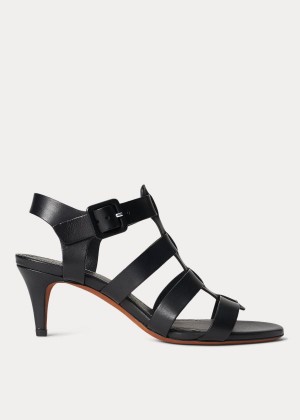 Sandały Ralph Lauren Vachetta Leather Sandal Damskie Czarne | HEJD7426