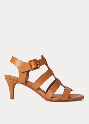 Sandały Ralph Lauren Vachetta Leather Sandal Damskie Brązowe | OMKL1768