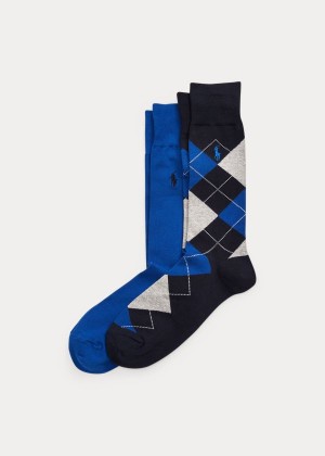 Skarpetki Ralph Lauren Argyle & Solid Sock 2-Pack Męskie Niebieskie Czarne | BOHZ1959