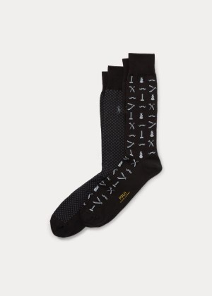 Skarpetki Ralph Lauren Barber Trouser Sock 2-Pack Męskie Czarne | MIFV2150