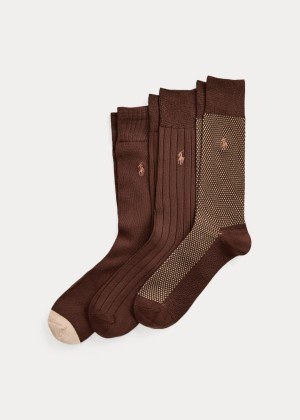 Skarpetki Ralph Lauren Birdseye Trouser Sock 3-Pack Męskie Czekolada | UYEN8161