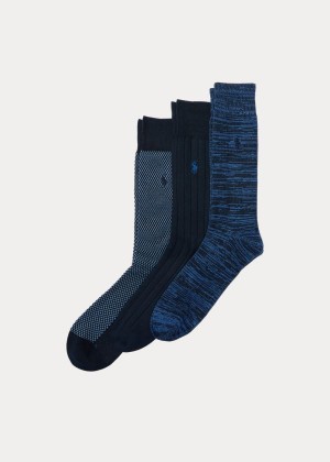 Skarpetki Ralph Lauren Birdseye Trouser Sock 3-Pack Męskie Granatowe | DTAP4539