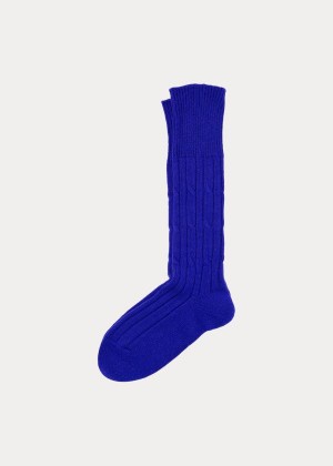 Skarpetki Ralph Lauren Cable-Knit Cashmere Socks Męskie Niebieskie | ISAU6341