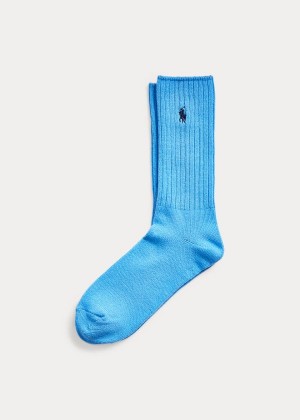 Skarpetki Ralph Lauren Cotton-Blend Crew Socks Męskie Niebieskie Niebieskie | RKZQ5049