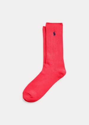 Skarpetki Ralph Lauren Cotton-Blend Crew Socks Męskie Czerwone | HYBG7035