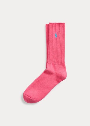 Skarpetki Ralph Lauren Cotton-Blend Crew Socks Męskie Różowe | FKET0003