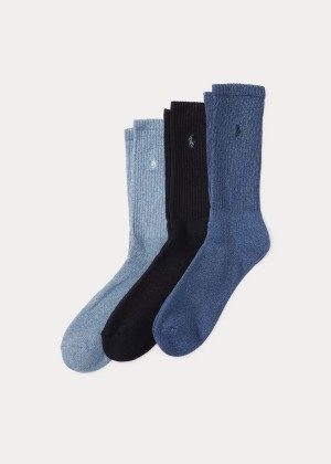 Skarpetki Ralph Lauren Crew Sock 3-Pack Męskie Niebieskie | OAJX5234