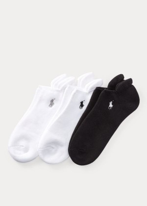 Skarpetki Ralph Lauren Cushioned Heel Low Sock 3-Pack Damskie Czarne Kolorowe | UTFM9605