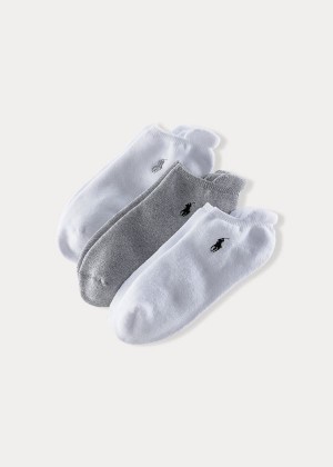 Skarpetki Ralph Lauren Cushioned Heel Low Sock 3-Pack Damskie Szare Białe | MDFX1128