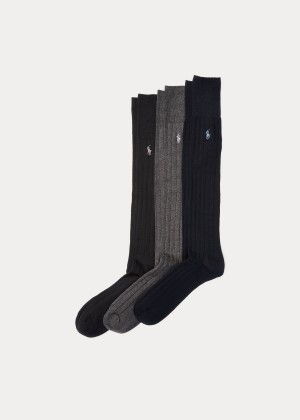 Skarpetki Ralph Lauren Mercerized Slack Sock 3-Pack Męskie Granatowe | OGUS4173