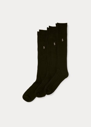 Skarpetki Ralph Lauren Mercerized Slack Sock 3-Pack Męskie Czarne | PPXH4100