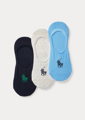 Skarpetki Ralph Lauren No-Show Liner Sock 3-Pack Męskie Granatowe Szare Niebieskie | NXIX0628