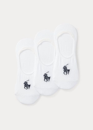 Skarpetki Ralph Lauren No-Show Liner Sock 3-Pack Męskie Białe | JBFJ7291