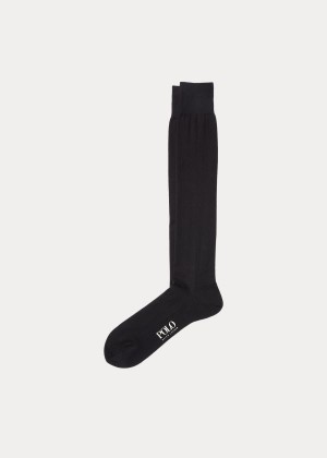 Skarpetki Ralph Lauren Over the Calf Tuxedo Socks Męskie Czarne | CBMD3706