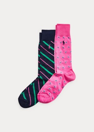 Skarpetki Ralph Lauren Paisley & Striped Sock 2-Pack Męskie Fioletowe | CXGN9896