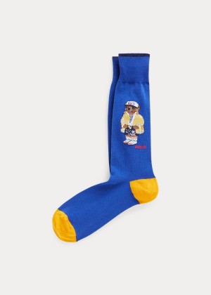 Skarpetki Ralph Lauren Polo Bear & Stripe Sock 2-Pack Męskie Królewski Niebieski Granatowe | RXTO7434