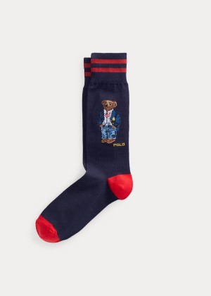 Skarpetki Ralph Lauren Polo Bear & Stripe Sock 2-Pack Męskie Niebieskie | DTYM4673